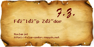 Fülöp Zádor névjegykártya